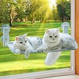 MEWOOFUN Katzen Hängematte Fensterplätze für Katzen 60x30cm Klappbar Katzenbett Fenster mit Stabil Saugnäpfe bis zu 18kg, Grey