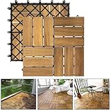 TATIVALO Klickfliesen Holzoptik 30x30cm – 12 Stück für 4 m², Outdoor-Holzfliesen mit Klicksystem, wasserabweisend, Modell B