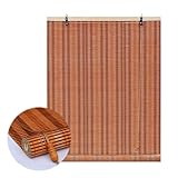 Dauerhaft Bambusrollo Rollo Bambus, Wasserdicht Terrasse Garten Jalousie Raffrollo Holzjalousien, Fenster Türen Rollo Bambus Sonnenschutz Sichtschutz Lichtfilter Rollo Mit Seitenzug(Orange,110 x 220 c