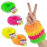 ORB Curiosities Leuchtende Jiggly-Armband, 4 Stück – leuchten Sie diese tragbaren, dehnbaren, flexiblen, modischen Fidget-/sensorischen Armbänder für Kinder und Erwachsene – weiche, taktile, bunte