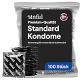 Sinful Kondome 100 Stück Packung - 53 mm Breite Kondome 100er Pack - 100 Condoms 53mm Umfang - Premium Kondom für Männer mit Gleitgel - Kondom Großpackungen - Condoms for Men
