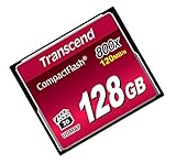 Transcend 128GB CompactFlash 800 Speicherkarte, bis zu 120/60 MB/s, unterstützt High-Speed Ultra DMA-Übertragungsmodus 7, ideal für Ultra-HD Full HD und 3D-Videoaufnahmen - TS128GCF800