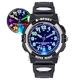 DTKID Kinderuhr Junge Mädchen, 7-Farben Armbanduhr Kinder Analoge, 3ATM Wasserdicht, Leicht Ablesbare Uhrzeit,Kinder Uhren Für 5-16 Jahren