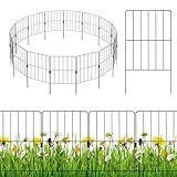 COSTWAY 15 Stück dekorativer Gartenzaun, Zaun Garten, Steckzaun Metall, 60 cm hoch, für Tierbarriere Blumenbeet Bäume, Balkon Sichtschutz, Teichzaun Beetzaun Gitterzaun rostfrei, Schwarz