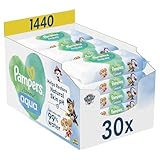 Pampers Harmonie Aqua Baby-Feuchttücher Paw Patrol, 1440 Tücher (30x48 Stück), helfen, den natürlichen pH-Wert der Haut wiederherzustellen, leichte Lotion mit 99 Prozent Wasser