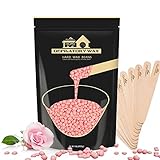 Lifestance 450g Waxing Perlen Formuliert für Anfänger, Wachsperlen mit 10 Holzspatel für Enthaarung, Rose Wachs Haarentfernung Perlen für für Feines Haar,Gesicht,Augenbraue,Arme,Finger und Zehe