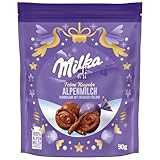 Milka Feine Kugeln Alpenmilch – einzeln verpackte Schokoladenkugeln aus zarter Alpenmilch-Schokolade – 90g