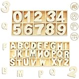 Favengo 216 Stück Holzbuchstaben Natur Kinder Holzzahlen Buchstaben Holz Zahlen Alphabet Und Nummer 0-9 Zahlen aus Holz Großbuchstaben A-Z mit Holzkisten für Kunsthandwerk Schule Kindergarten Deko