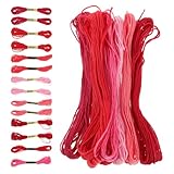 ULDIGI 64 Rollen Stickgarn Rot Mix -Farben Kreuzstich Freundschaftsarmband Garn Robustes Allzweck-bastelgarn für Textilkunst Schmuckherstellung und Nähprojekte