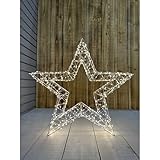 LED Metall Stern 60 cm XXL Weihnachtsstern weiß mit 800 LED - Weihnachts Beleuchtung Drahtstern für Außen Leuchtstern mit Timer - Adventsstern Outdoor beleuchtet