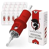WARRIOR Red Tattoo Patronen Nadeln Professionelle für Augenbrauen Lippen Sterilisierte mit E.O Gas Cartridge Round Liner 316L Chirurgischer Stahl Einweg Permanent Make-up (0.25mm-0805RL)