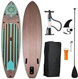 MEKETUM Sup Board Aufblasbar Stand Up Paddling Board 320 x80 x15cm Bis 150kg Standup Paddle Set mit Pumpe Zubehör für Anfänger Kinder Stabilität Leichtes Yoga Angeln Meer Sommer Wasser Spaß