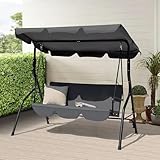 Avestar Outdoor 3-Sitzer-Hollywoodschaukel, verstellbares Sonnendach, abnehmbares Kissen, Stabiler Stahlrahmen, für Terrasse, Garten, Rasen, Balkon, dunkelgrau