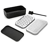 Vunanvu 2-in-1 Käsereibe mit Behälter Edelstahl-Reibe Set mit Bürste & Deckel Käsereibe Parmesan Reibe mit Box zum Aufbewahren Küchenreibe mit Behälter Parmesanreibe für Gemüse Ingwer Schokolade