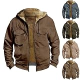 Men's Winter Fleece Warm Waterproof Jacket Winter Jacket Transition Jacket Vintage Windbreaker Winter Jacket Stand-Up Collar Motorcycle Military Jacket Herren Cordjacke Karierte Jacke