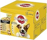 Pedigree Vital Protection Hundenassfutter im Beutel – Hundefutter in Sauce mit Huhn, Rind, Truthahn & Lamm –2 x 24 x 100g Großpackung