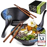 Perfectosan® | Ramen Schüssel Set | Modell Osaka Stardust | Keramik | Japanische Suppenschüssel | Pho | Ramenbowl | Bowl | Japanisches Geschirrset | Asiatisches Geschirr | Poke Bowls