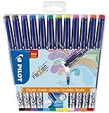 PILOT FriXion Fineliner, radierbar, 12er Set, Schwarz/Blau/Rot/Grün/Pink/Violett/Braun/Gelb/Orange/Babypink/Hellgrün/-blau