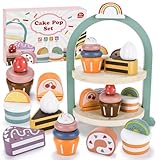 BBWELL Kinderküche Spielküche Zubehör Holz,Teeservice Kinder Teeset aus Holz,Kinderspielzeug Tee Set mit Ständer,Teeparty Spielküche Rollenspiele,für Kinder Mädchen 3 4 5 6 7+ Jahre