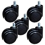 Schwerlastrollen, Lenkrollen für Bürostühle, 2 Zoll 50 mm PA-Lenkrollen, Computerstuhl-Möbel-Universal-Drehstuhlrollen, Rollenzubehör, Stiel 10 x 1 m, 5 Stück