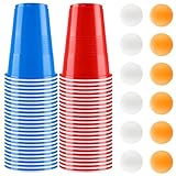 Litimkat Bierpong Becher Set,Beerpong Partybecher Enthält 100 Becher (500ML) und 12 Tischtennisbälle,mehrwegbecher,Für Party Trinkspiele,Party Geburtstag Festivals Hochzeit Camping
