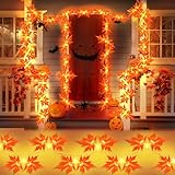 FFZZKJ Herbst Lichterkette 3M 20 LED Halloween Lichterkette Batterie mit Timer Ahornblätter Girlande für Herbstdeko, Halloween Deko