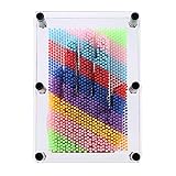 Regenbogen Pin Spielzeug 3D Pin Skulptur Classic Retro 3D Pin Art Impression Spielzeug 3D Nagelbrett Ideal Desktop Büro Zuhause Lustiges Gadget(Transparent Middle)