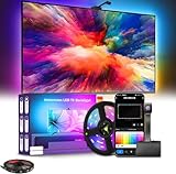 Glowsync HD – Smart LED TV Backlight Strip with Real-Time Screen Sync,LED Strip Lights Sync Color Changing to Game & Music,TV Light Strip with App and Remote Control USB Powered (for 55-65 inch TVs)