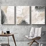 Sarah Duke 3er Poster Set, Beige Abstrakt Wandbilder Wohnzimmer Bilder, Moderne Leinwandbilder Wandposter, Ohne Rahmen Kunstposter, Wohnzimmer Wanddeko (40x50cm,B)