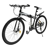 Eieblek 26 Zoll Mountainbike, 21-Gang faltbares Mountainbike mit Disc-Brake, Höhenverstellbar 92-97cm, Tragfähigkeit 150kg, für Jugendliche Erwachsene