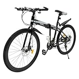 jiumxliu 26in 21-Gang Faltbares Mountainbike, Klapprad Mountainbike für Jugendliche Erwachsene, mechanische Scheibenbremse Mountainbike geeignet ab 165 cm für Mädchen Jungen Herren und Damen