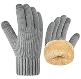 Kotashion Herren Warme Winterhandschuhe,Verdickte weiche Plüsch Strickhandschuhe,Elastische Bündchen Anti Rutsch winddichte Touchscreen, Innen und Außenbereich