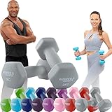 Miweba Sports Neopren Hantelset NKH100 | 𝐏𝐫𝐨𝐟𝐢 Hantel - Hexagon Hanteln Set - Kurzhanteln - Kurzhantel Set - Gymnastikhanteln - Hantel Set - Dumbbell - 0,5-10 Kg (2X 2.0 kg, Grau)