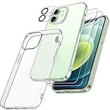 FLLAO Handyhülle für iPhone 12 Mini Hülle mit 2 Schutzfolie und 1 Kameraschutz, TPU Silikon Stoßfest Schutzhülle [Schutz in Militärqualität] Durchsichtige Kratzfest iPhone 12 Mini HandyHülle