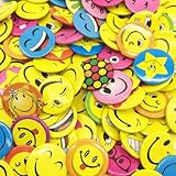 Buttons Anstecker 60 Stück 4.5cm Smiley Runde Form Einzeln Verpackt Buttons Geeignet für Lehrer ärzte Studenten Eltern-Kind-Aktivitäten Geburtstagsfeiern