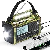 Kurbelradio, Notfallradio mit 12000 mAh Powerbank, AM/FM/SW Radio Ohne Strom, Kurbel 5-Wege Solar Radio mit Weltempfanger, Als Ladegerat Taschenlampe Leseleuchte, Fur Outdoor, Camping, Notfall