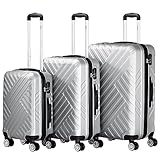 Zelsius Koffer Set 3 Stück, Grau | ABS Hartschalenkoffer mit Zahlenschloss, Doppelrollen und Innen Trennwand | Handgepäckkoffer, Hartschalenkoffer Set 3 teilig, Trolley, Koffer Groß, Luggage Set