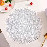 Aotiwe 6er Set Platzteller Silberfarben, Platzdeckchen Elegant 38cm Löwenzahnmuster PVC für Hause Küche Hotel und Restaurant