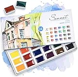 Sonnet Aquarellfarben Set – 24 kräftige Aquarell Wasserfarbkasten – Hochwertiger Künstler-Aquarellkasten - Hergestellt in St. Petersburg von Nevskaya Palitra