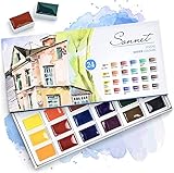 Sonnet Aquarellfarben Set - 24 kräftige Aquarell Wasserfarbkasten - Hochwertige Künstler Aquarellkasten von Nevskaya Palitra