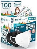 100 FFP2 Maske Schwarz und Weiß (50+50) Made in Italy SICURA BFE ≥99% 100 Stück Atemschutzmaske hygienische Einzelverpackung aus Italien CE-Kennzeichnung ohne Tinte gedruckt mit Clean-Effekt