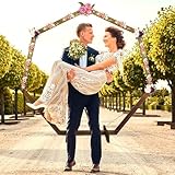 Hochzeitsbogen, Hochzeitsbögen aus Holz, Gartentor, siebeneckiger Hochzeitsbogen, hölzerner Lauben-Hintergrundständer, für Hochzeiten, Partys, drinnen, draußen, Hintergründe, Gartendekorationen (