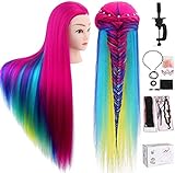 TopDirect 80cm/31.5 Zoll Übungskopf Frisierkopf Friseur 100% Synthetisches Haar Perückenkopf Puppenkopf Trainingsköpfe Friseurkopf Ausbildung Kopf mit Halter + DIY Haare Frisuren Set