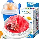 Slushy Maker Becher, Silicone Squeeze Cup, Slush Ice Maker, mit 2 in 1 Strohhalm und Löffel Silikon Squeeze Slush Becher Slush Ice Becher Magic Freez Slushy Maker für DIY Milk Shake Ice Cream