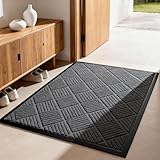 Praelian Fußmatte Außen 43 x 75 cm, Silikon Schmutzfangmatte für Außen Innen - rutschfest, Staubdicht und Waschbar, Türmatte Außen Wetterfest für Haustür, Eingang, Balkon