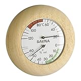 TFA Dostmann Sauna Thermo-Hygrometer, 40.1028, hitzebeständig, in Deutschland gefertigt, (L) 136 x (B) 42 x (H) 136 mm, Holz