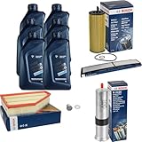 EISENFELS Inspektionspaket enthält 6 Liter Motoröl LONGLIFE 04 TWIN POWER TURBO 5W-30 Ölfilter Luftfilter Innenraumfilter Kraftstofffilter Verschlussschraube kompatibel mit 3er E90 320d 318d
