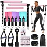 Pilates Bar Set mit 6 Widerstandsbänder, Verstellbare Resistance Bands für Frauen und Mann, Fitnessbänder für Home Gym Yoga, Pilates,Stretch, Krafttraining Fitness