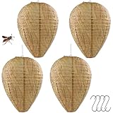 Wespennest Attrappe 4 Stück Künstliches Wespennest aus Nässebeständigem wasserdichte Hängen Gefälschte Wespennest Hornissennest Attrappe, Für Vertreibe Wespen vor Haus und Garten