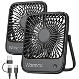 Warmco USB Tischventilator 2Stück USB C kabelgebundener persönlicher Ventilator mit starkem Luftstrom und leiser Betriebsweise, 3 Geschwindigkeiten, kompakt und faltbar, ideal für Büro und Zuhause